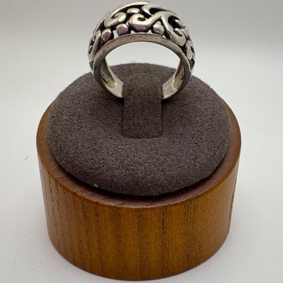 VTG Solid Sterling Silver 925 Scroll Design Tapered Band Ring Size 5.75 - Picture 7 of 15
